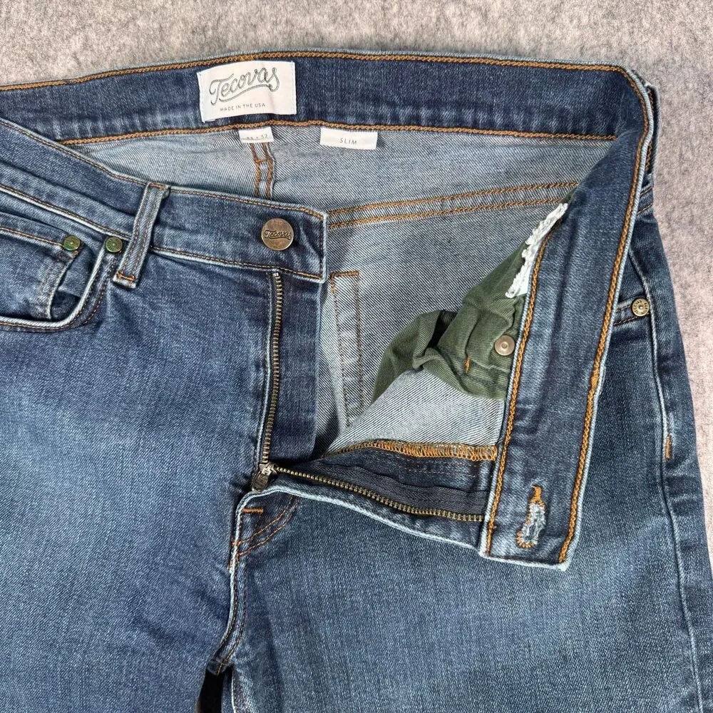 Tecovas Jeans Men’s 33x32 Measures 31x31 Blue Slim Fit Straight Leg Western